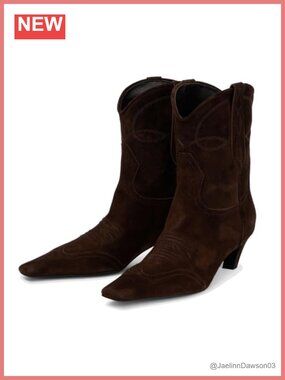 Suede Chelsea Ankle Boots Square Toe Flat Side Zipper Western Booties